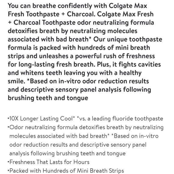 🍭7/$15 Colgate Max Fresh Whitening Toothpaste Charcoal Mint - Picture 10 of 11